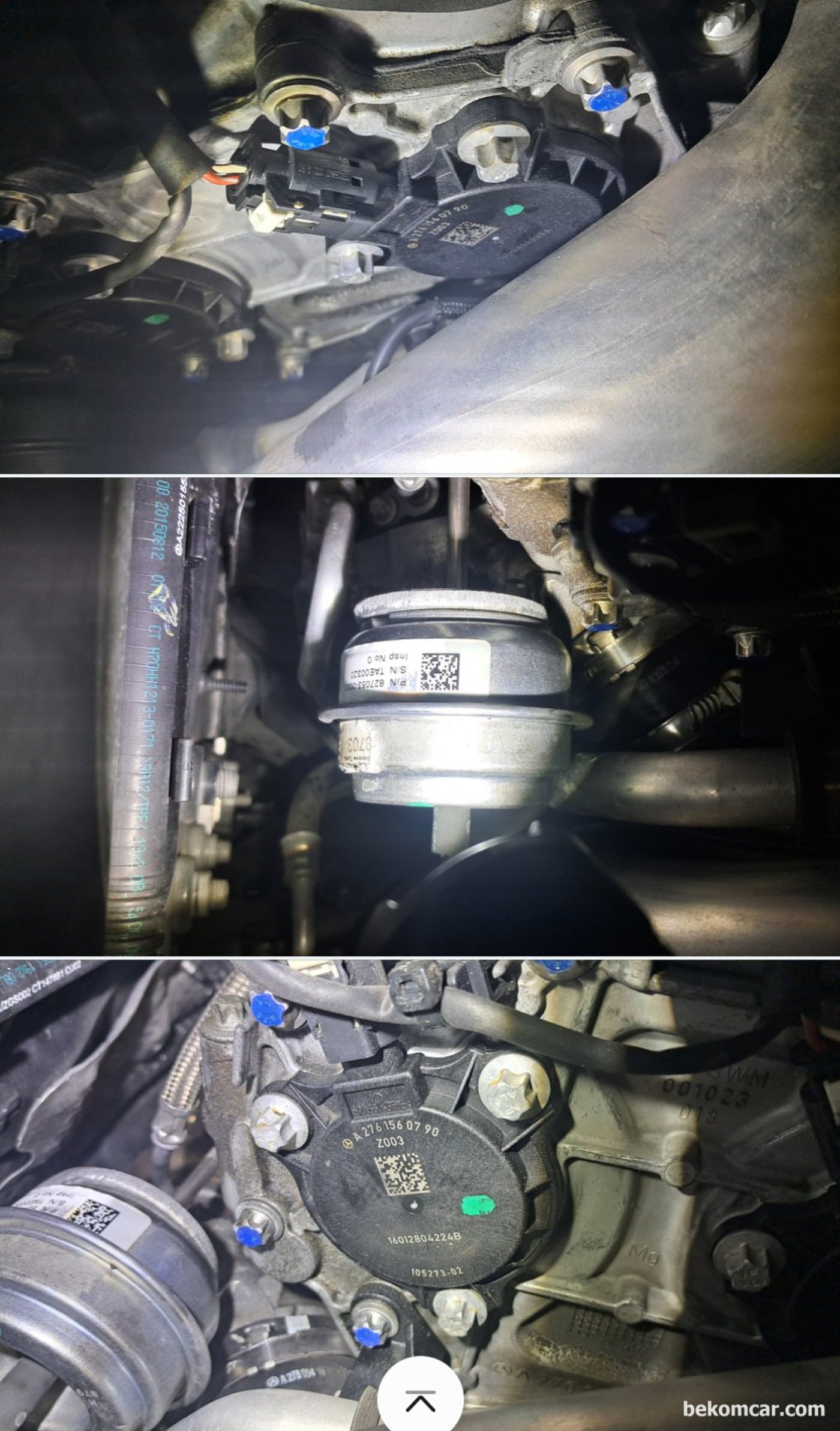벤츠 W22 S500 차량 엔진룸 점검, 에어펌프 캠 쓰러스트 커버 등 주요부픔등이 대부분 다 교체되어 있다. S500 중고차 구매점검 매매단지는 강서구에 있는 서서울모터리움 이다.|베콤카 차량정밀진단