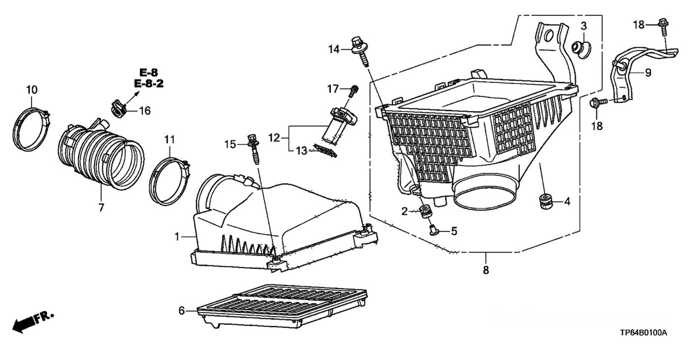 #6 17220-R70-A00 Element Assembly, Air Cleaner
#7 17228-R70-A01 Tube, Air Flow
#12 37980-RNA-A01 Meter Assembly, Air Flow|bekomcar.com