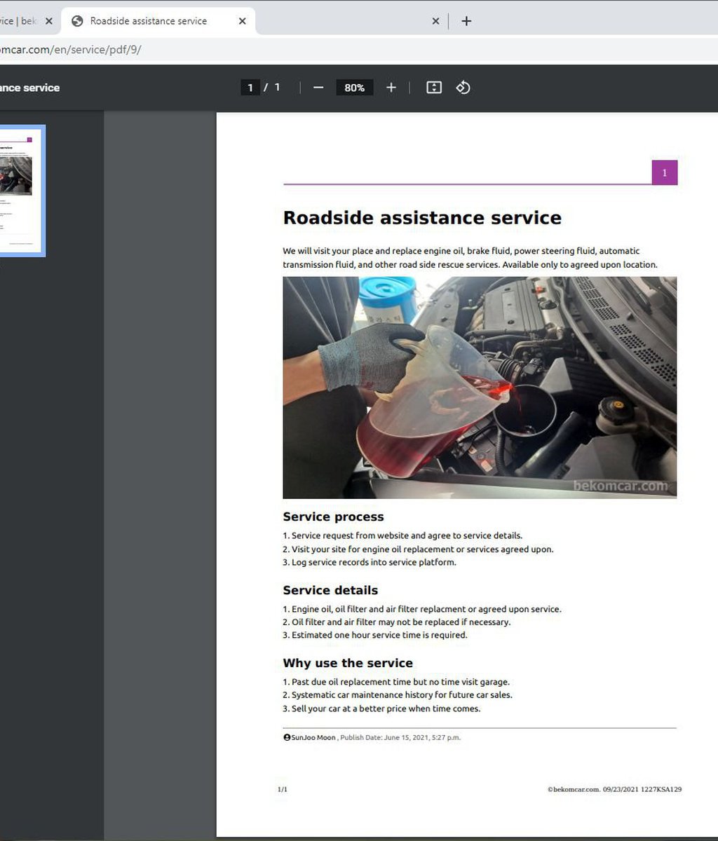 PDF print has been added to service and other pages.|bekomcar.com