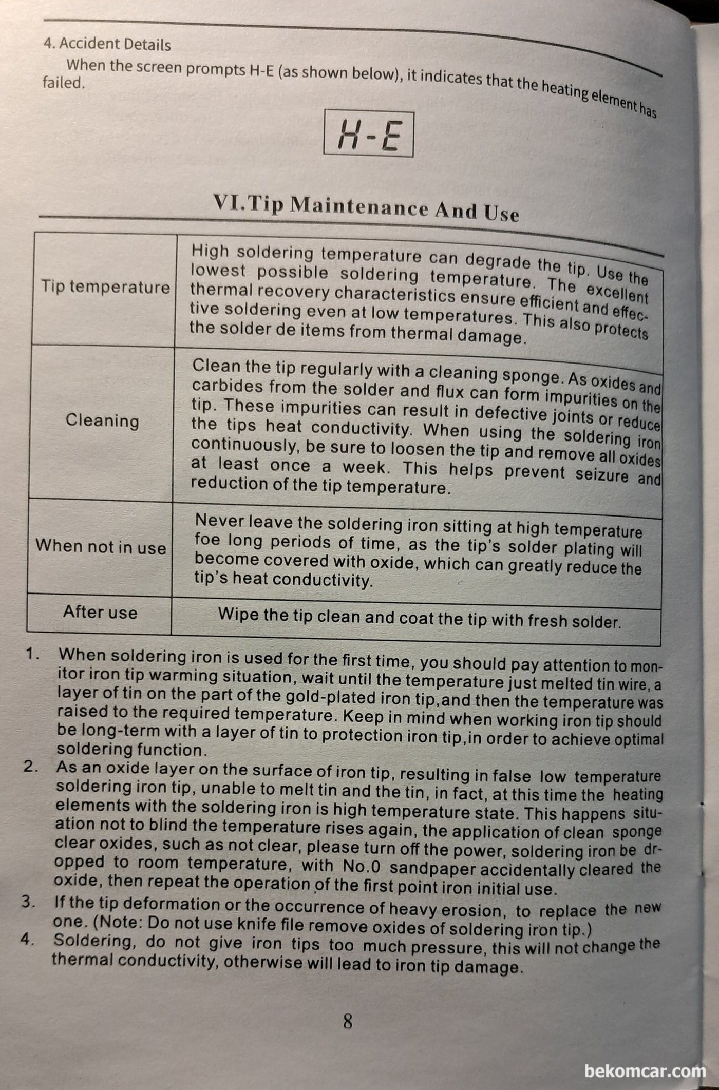 MECHANIC Soldering Iron Manual|贝科姆汽车 (bekomcar)