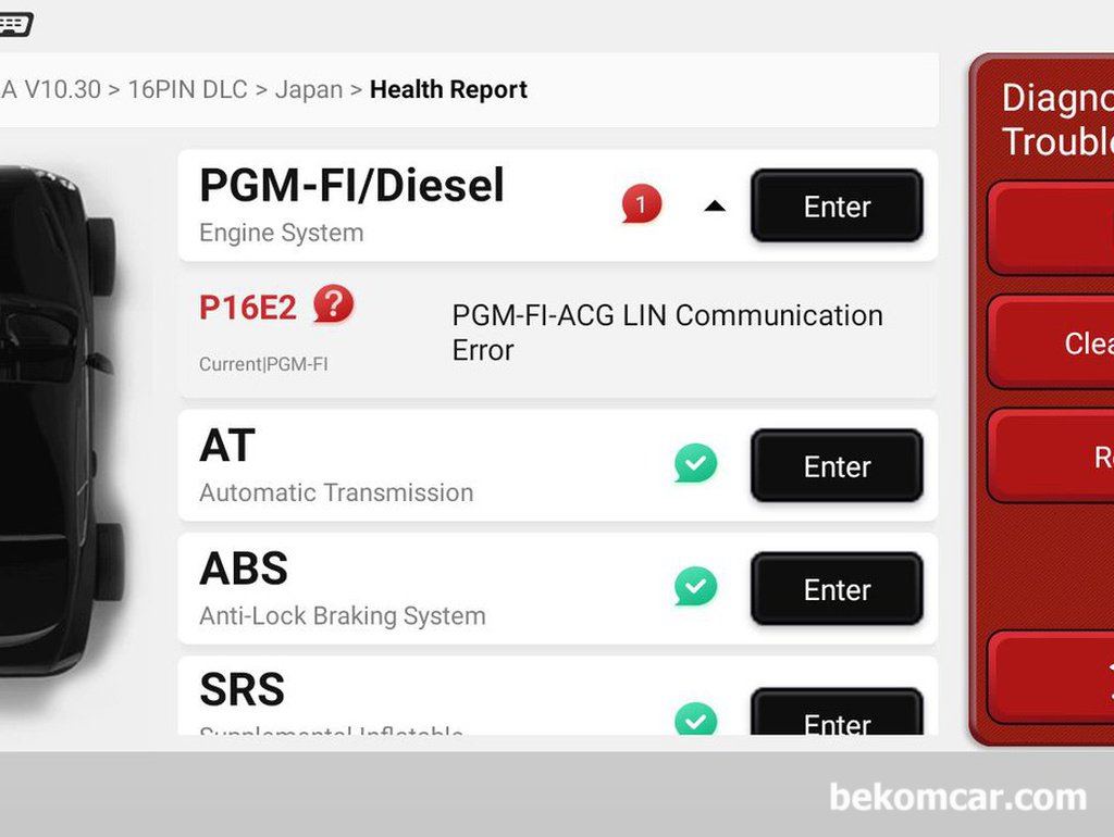 혼다 어코드 2015년 P16E2 고장코드, PGM-FI-ACG LIN통신에러|bekomcar.com