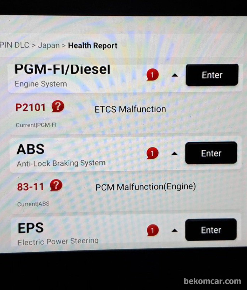 P2101 쓰로틀바디 ETCS 기능불량, 혼다 어코드 진단.정비사례|bekomcar.com