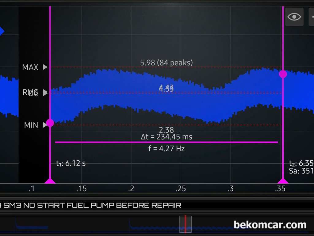 르노삼성 SM3 시동불량 관련 연료펌프 파형, 베콤카 고객 원격기술지원 사례|贝科姆汽车 (bekomcar)