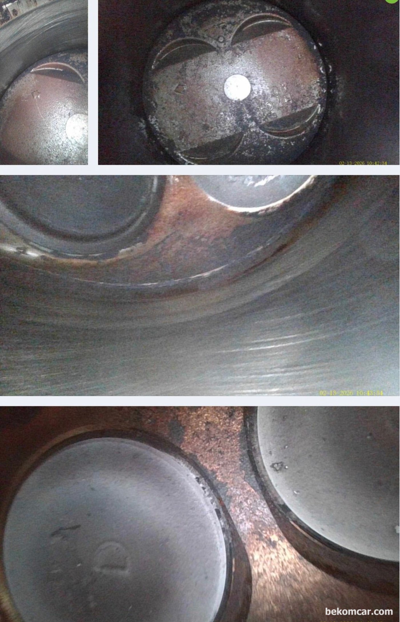 실린더 벽 스크래치 및 피스톤 헤드 그리고 피스톤과 실린더 접촉 가장자리 사이 카본이나 피스톤 녹음 등 상태도 특이사항이 없이 좋다. 혼다 V6 VCM 3.0L 3.5L 등 차량은 엔진오일 소모가 심한경우가 많다. 중고차 진단 차량은 수원 중고차 매매단지의 혼다 어코드 VCM엔진 V6 3.5L 이다.|bekomcar.com