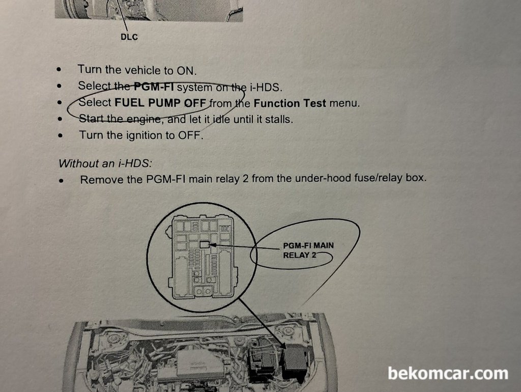 혼다 1.5T PGM-FI 릴레이2 와 연료펌프작동 중지법|bekomcar.com