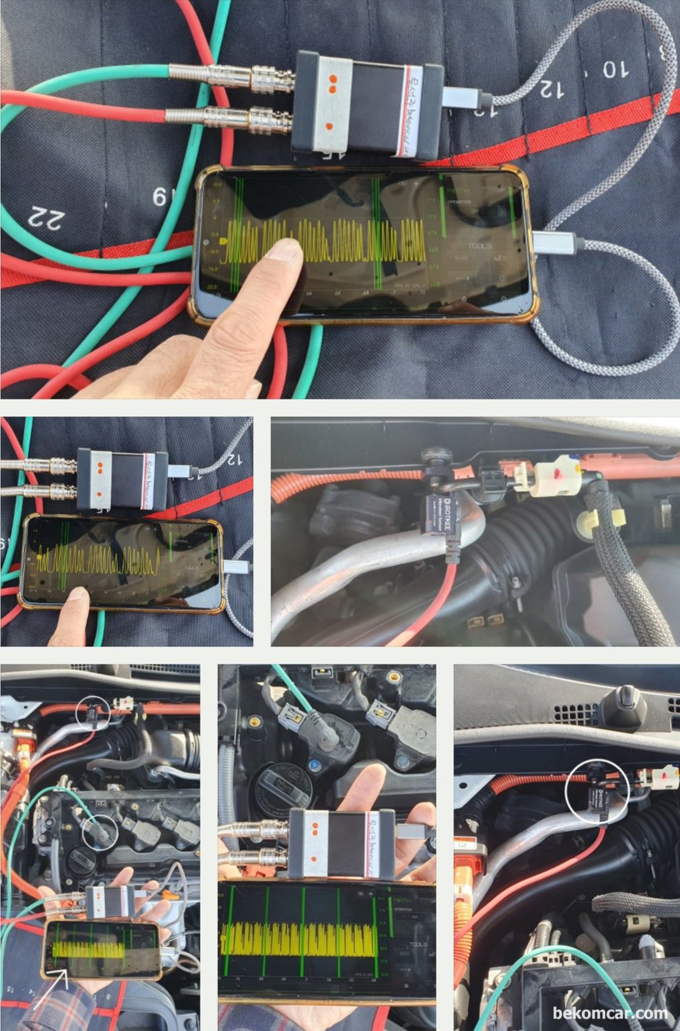 Martin Loren HS512Max 스코프와 ROTKEE VS 진동센서를 이용하여 인젝터 상태를 점검하고 있다. 베콤카 중고차진단 차량은 2017년 혼다 어코드 하이브리드 9.5세대 2.0L 이다.|بيكومكار (bekomcar)