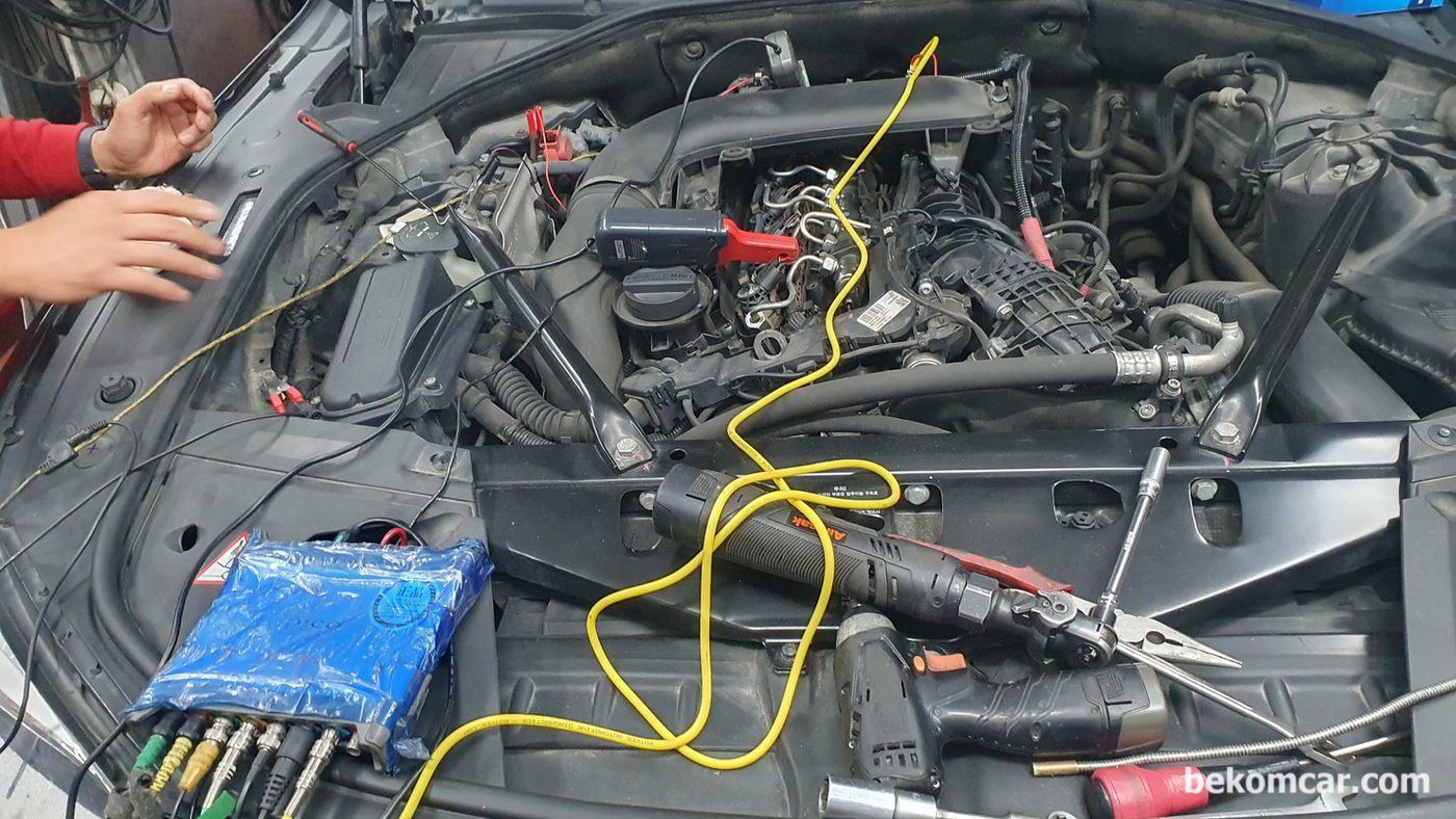 BMW F2 N57 730Ld CMP, CKP, #6번 실린더압력, CKD, NVH 등 측정 환경이다.|بيكومكار  (bekomcar)