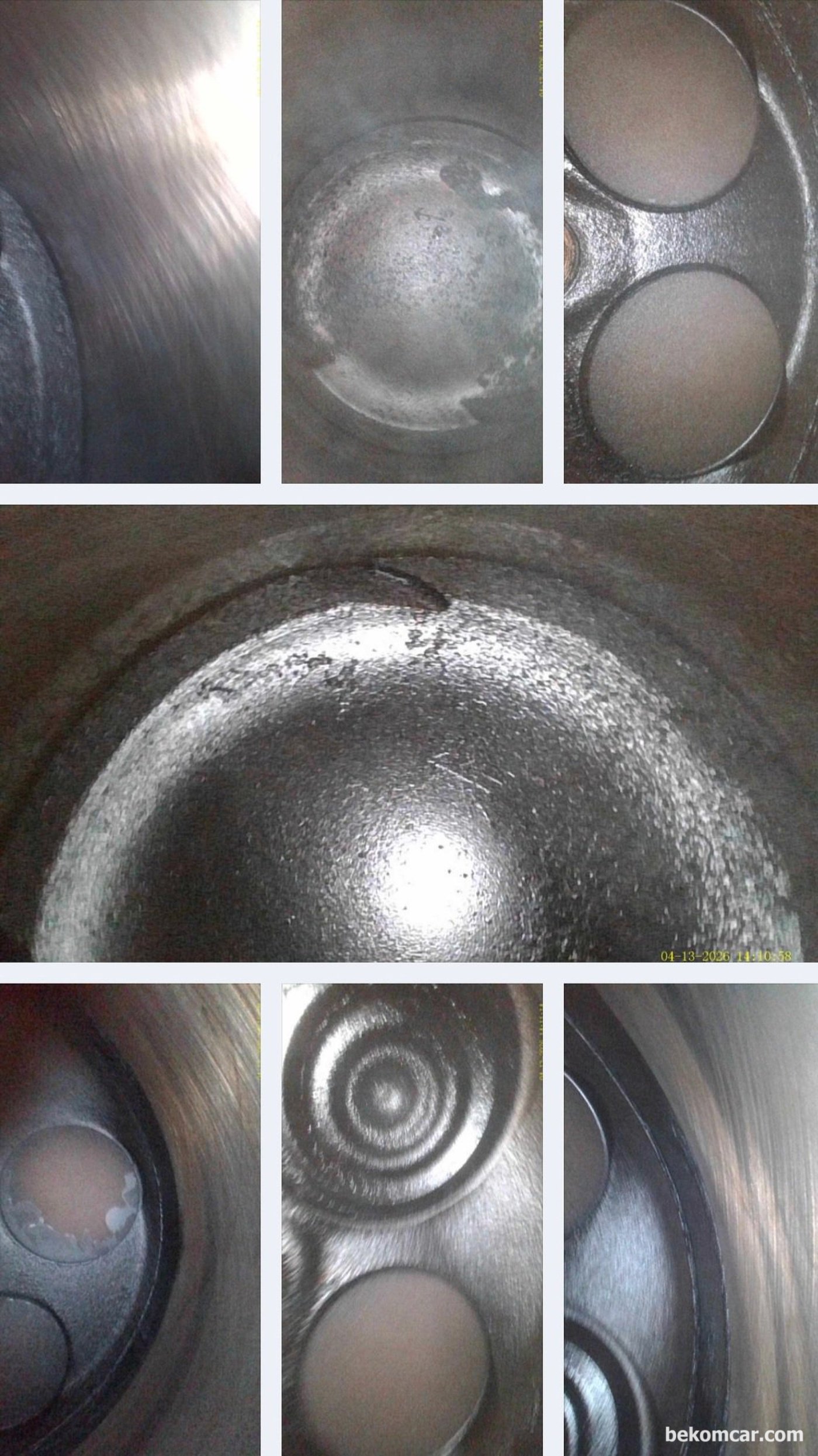 공연비 농후 P0172 와 4번 실린더 실화 P0304 가 있는 상태의 벤츠 E200K W211 내시경 검사 기록이다. 2007년 차량을 생각하면 실린더 내부가 깨끗하다.|بيكومكار  (bekomcar)