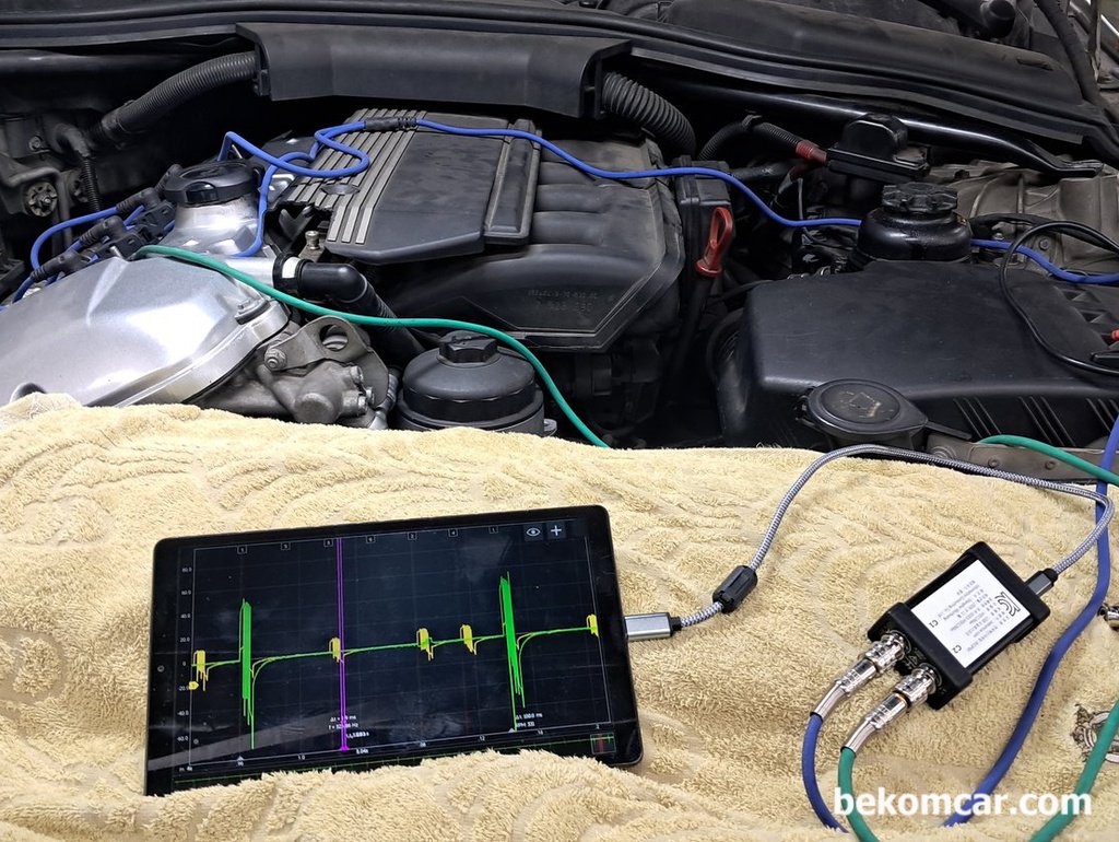 BMW E60 M54 점화코일 점화플러그 상태진단, 점화파형측정 기록|베콤카 차량정밀진단