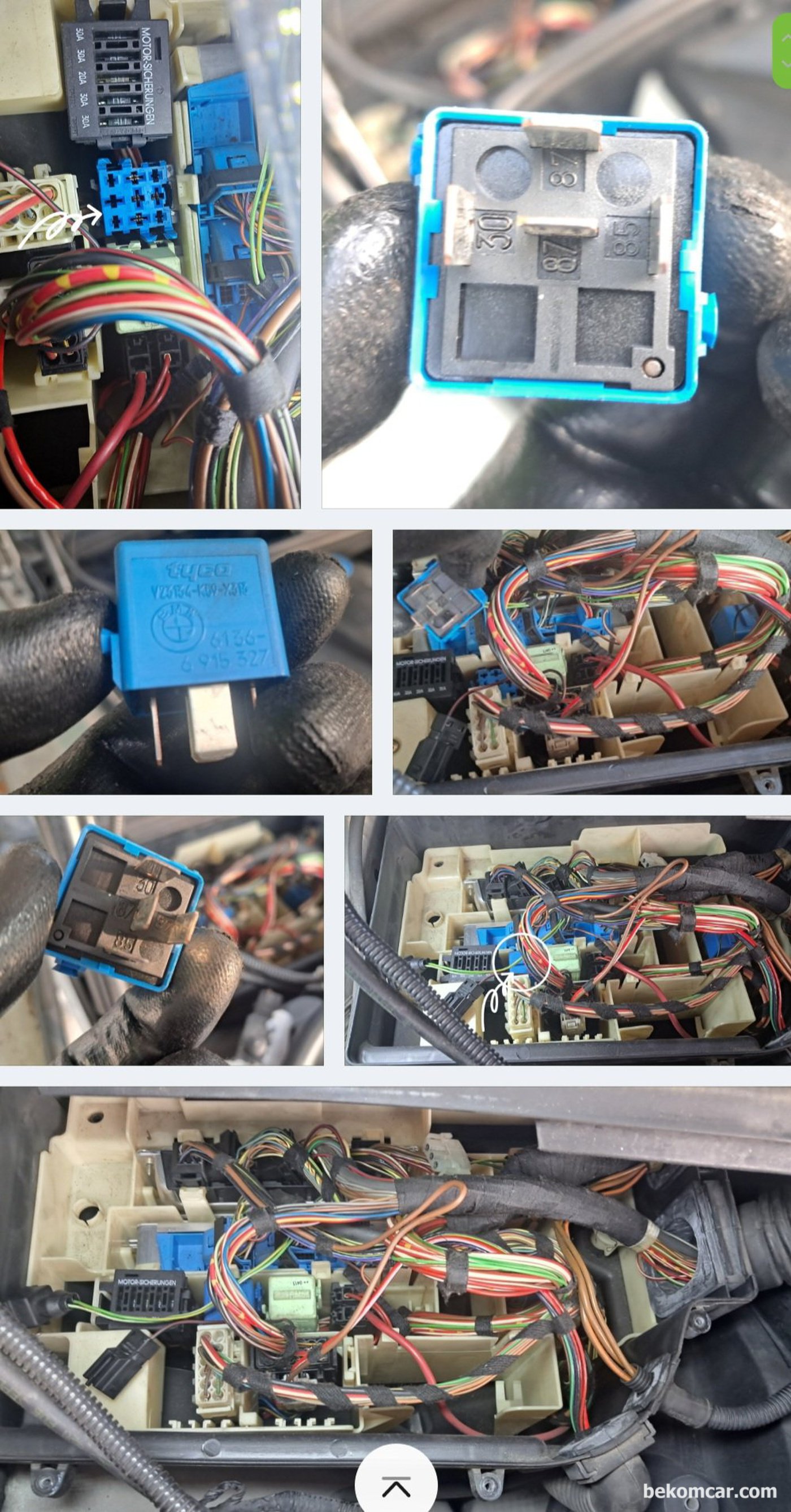 간헐적시동 지연이 있는 BMW X5 연료펌프상태 진단과정이다. 파형분석 을 위한 준비작업을 하고 있다. 베콤카 의 중고차구매전 후 차량 정밀진단 서비스에 스코를 이용한 파형분석도 포함된다.|bekomcar.com