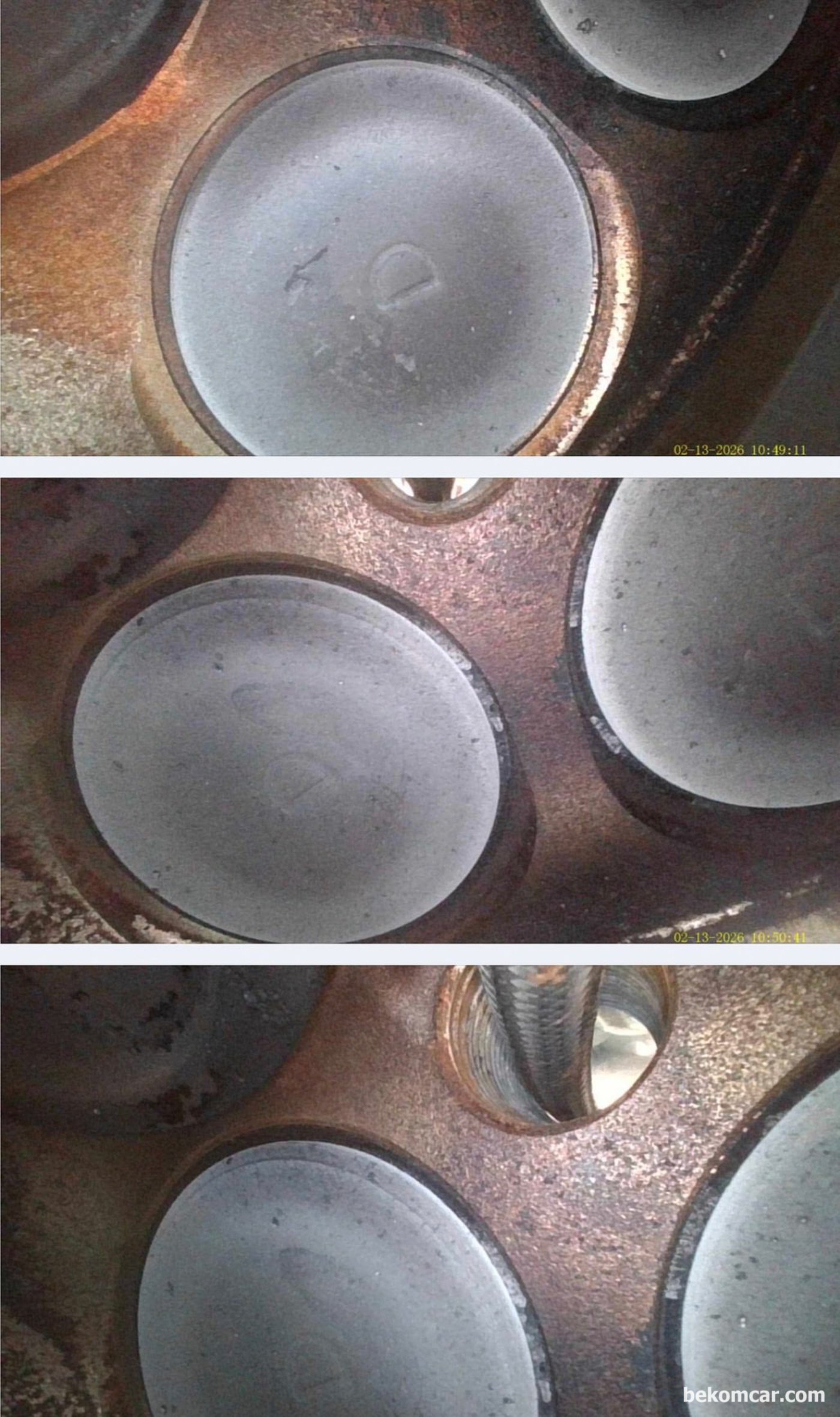 실린더 헤드 배기밸브 및 흡기밸브 등 상태누 전반적으로 좋다고 할 수 있는 상태이다. 밸브 시팅 부분 카본도 상당히 적은편이다. 수원 중고차매매단지 도이치오토월드 출장진단, 2010년 혼다 어코드 V6 3.5L 중고차구매 과정중에 내시경 검사이다.|bekomcar.com