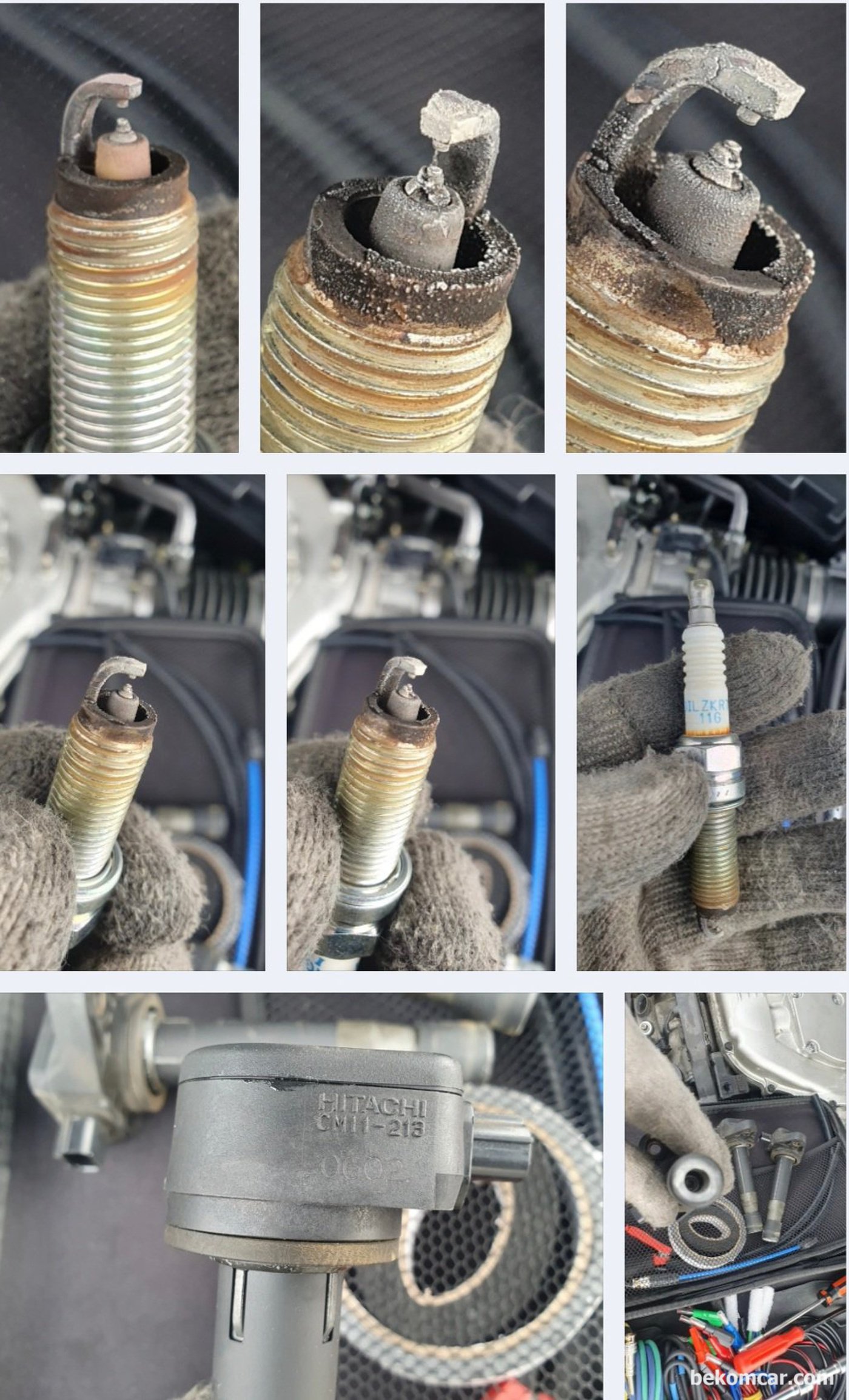 혼다 어코드 2010년 V6 VCM3.5L 중고차 구매점검 기록이다. 점화코일 점화플러그 등 육안점검 이다.|bekomcar.com