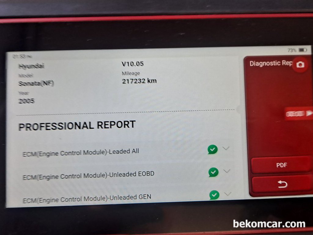 각 ECU전장장치별 진단기검색결과 보고서 화면|بيكومكار  (bekomcar)