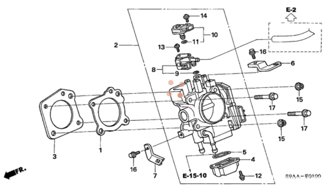 #1. 16176-PPA-004. Gasket, Throttle Body
#5. 16431-RBB-J01. Gasket, Case (Lower)|베콤카 차량정밀진단