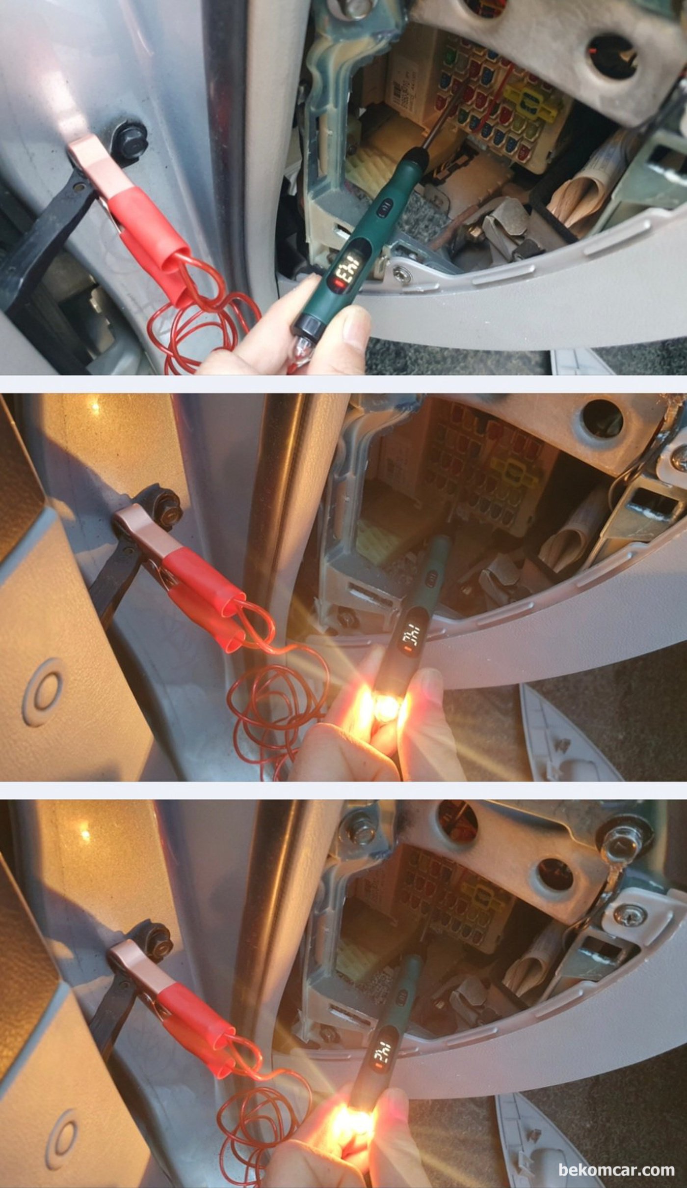 MF쏘나타 휴즈점검중 사용하는 TopDiag P50 회로테스터기 프로브|bekomcar.com