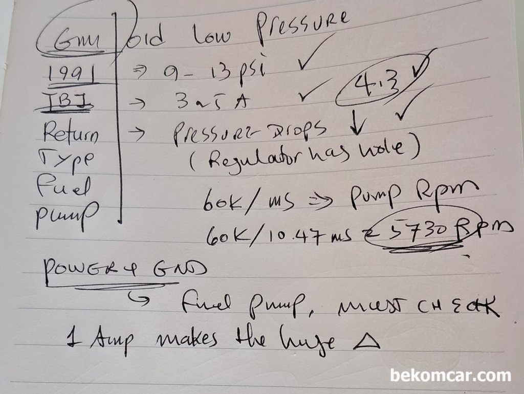 시동지연 & 시동꺼짐, 1991 GMC픽업 4.3L TBI 연료펌프 및 압력시스템 사례|ベコムカー (bekomcar)