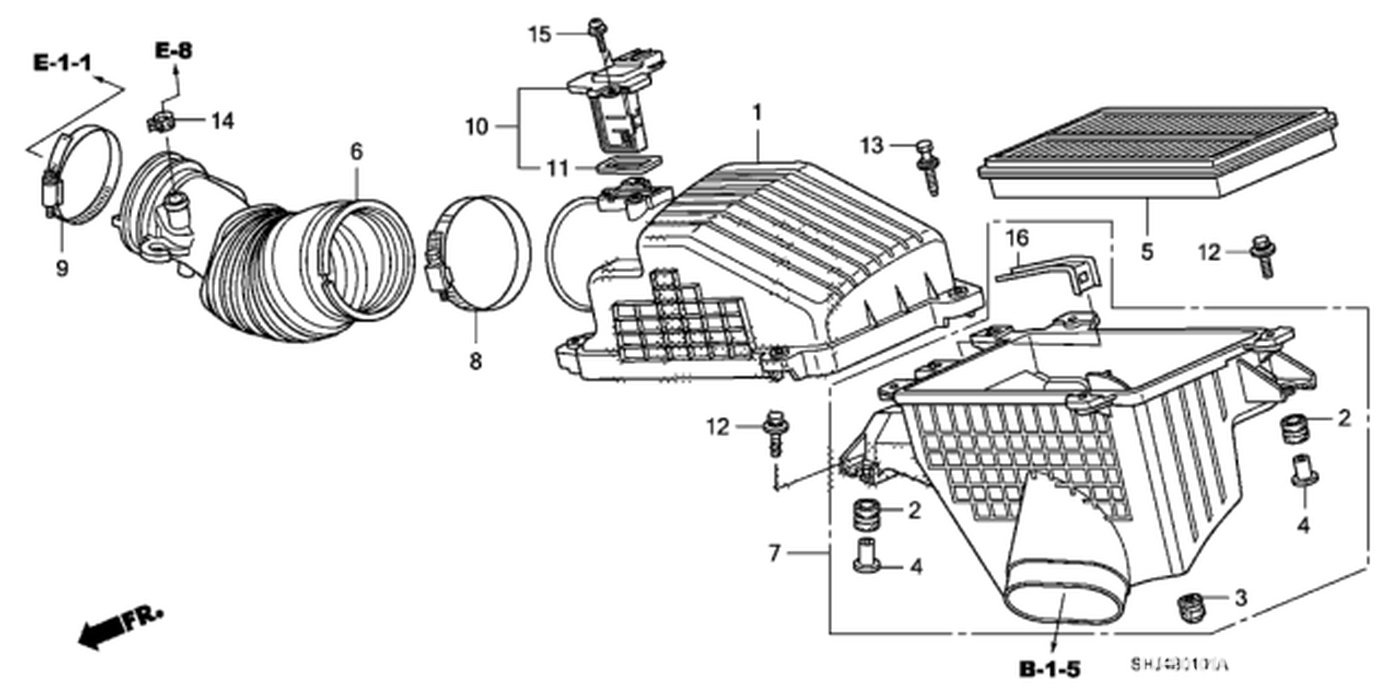 #6. 17228-RGL-A11. Tube, Air Flow
#10. 37980-RNA-A01. Mass Air Flow Sensor|بيكومكار  (bekomcar)