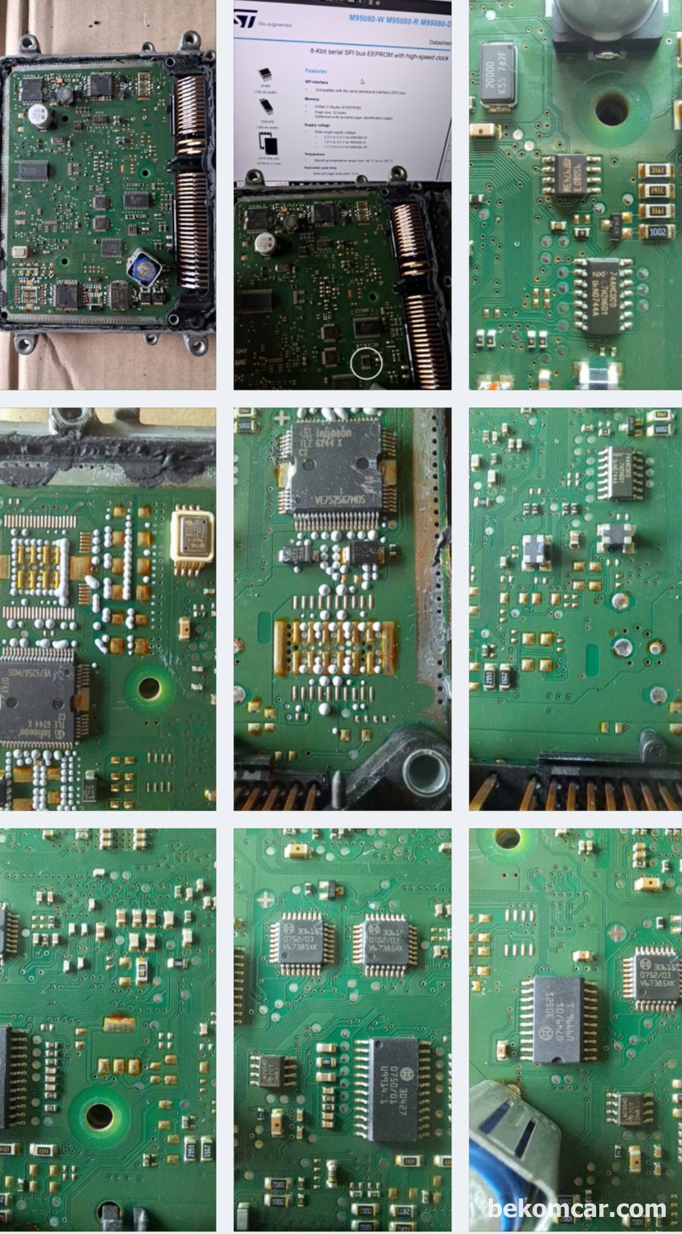 벤츠 S 클래스 2007년 M273 S550 ME9.7 ECU 간헐적 시동불량 증상 진단 및 정비기록이다. PCB 여러가지 반도체 캔통신 칩등을 살펴본다.|بيكومكار  (bekomcar)