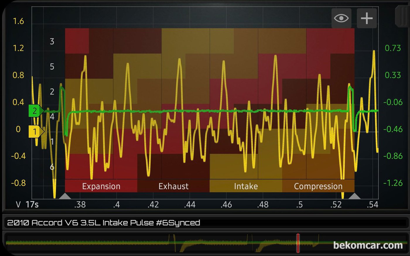 2010년 혼다 어코드 8세대 3.5L VCM 엔진 #6번 실린더 싱크. 인테이크 메니폴드 펄스파형 기록.|ベコムカー (bekomcar)
