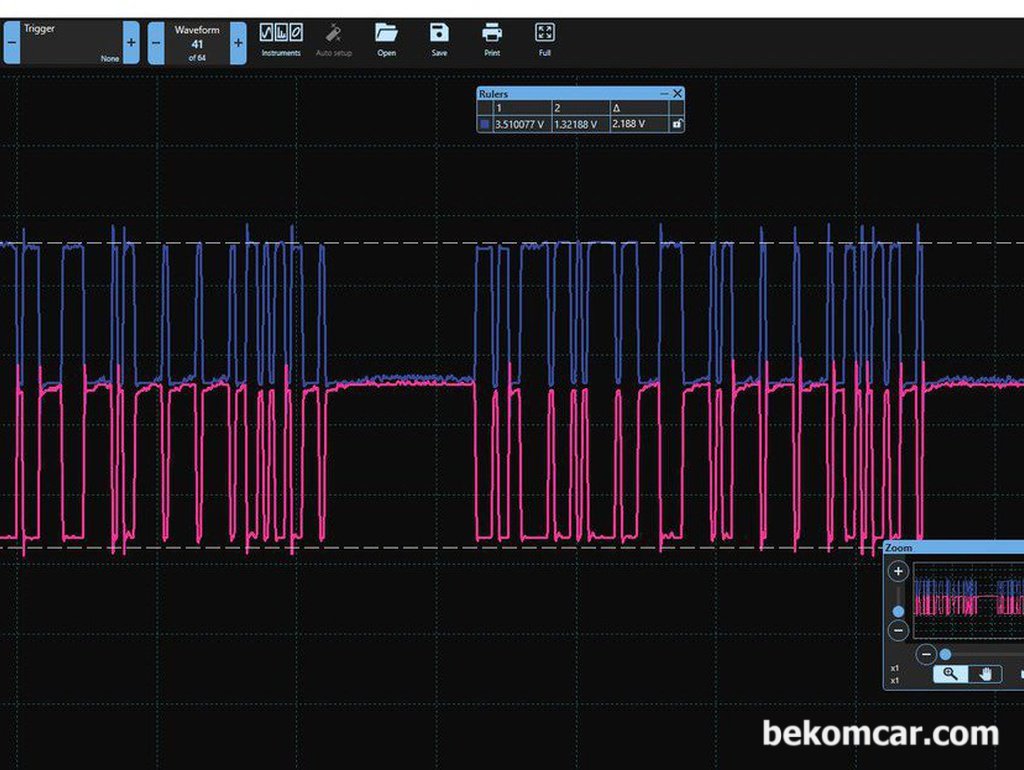 중고차매입시 CAN BUS 통신진단 참고자료, 정상적인 캔통신 #6 & #14번 파형|ベコムカー (bekomcar)