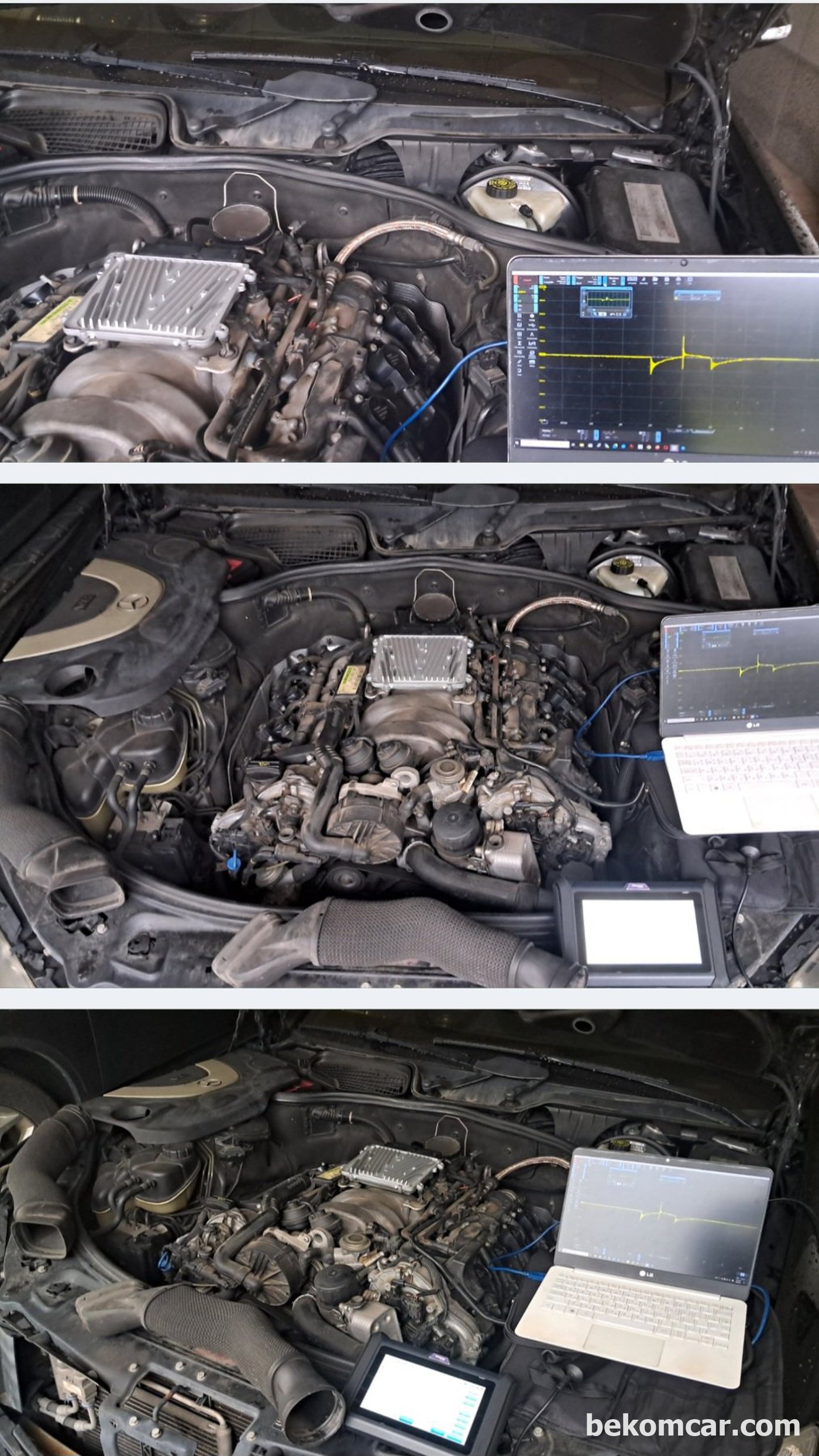 벤츠 S550 V8 2008년 차량의 점화2차 파형분석과정이다|بيكومكار (bekomcar)