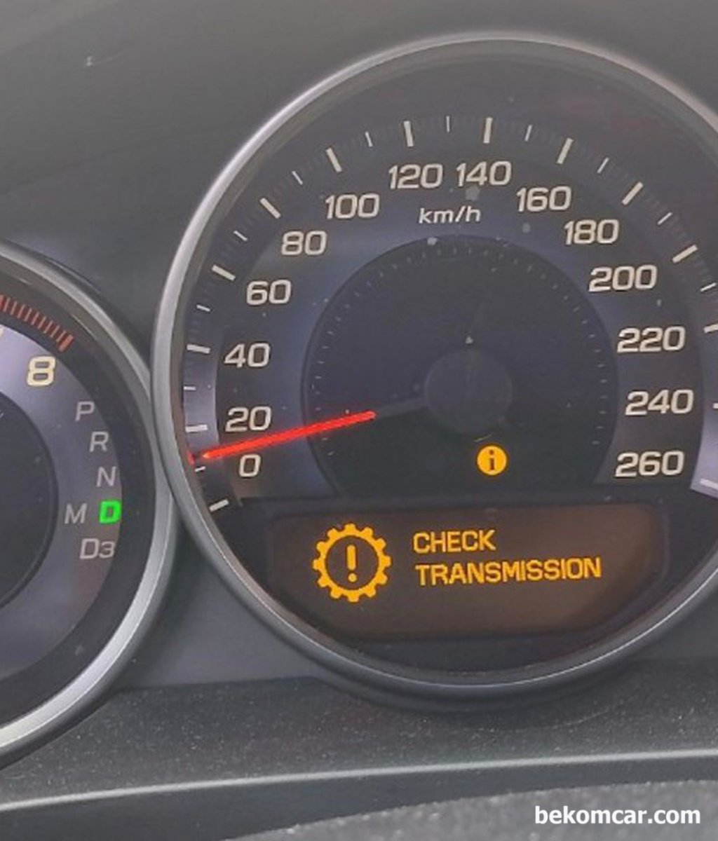 I see blinking 'D' gear, 'Check engine light', 'CHECK TRANSMISSION' warning lights. What should I do?|bekomcar.com