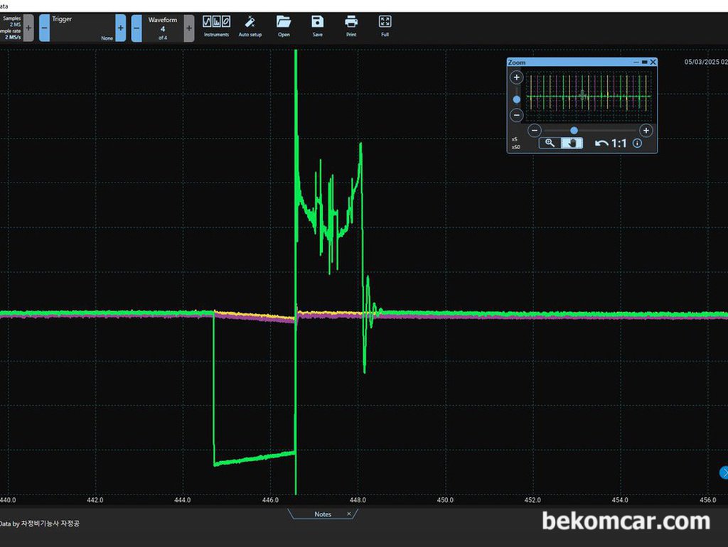 현대자동차 HG 2016년 3.0L LPI엔진 점화파형, 속이 부글부글 거북하다|bekomcar.com