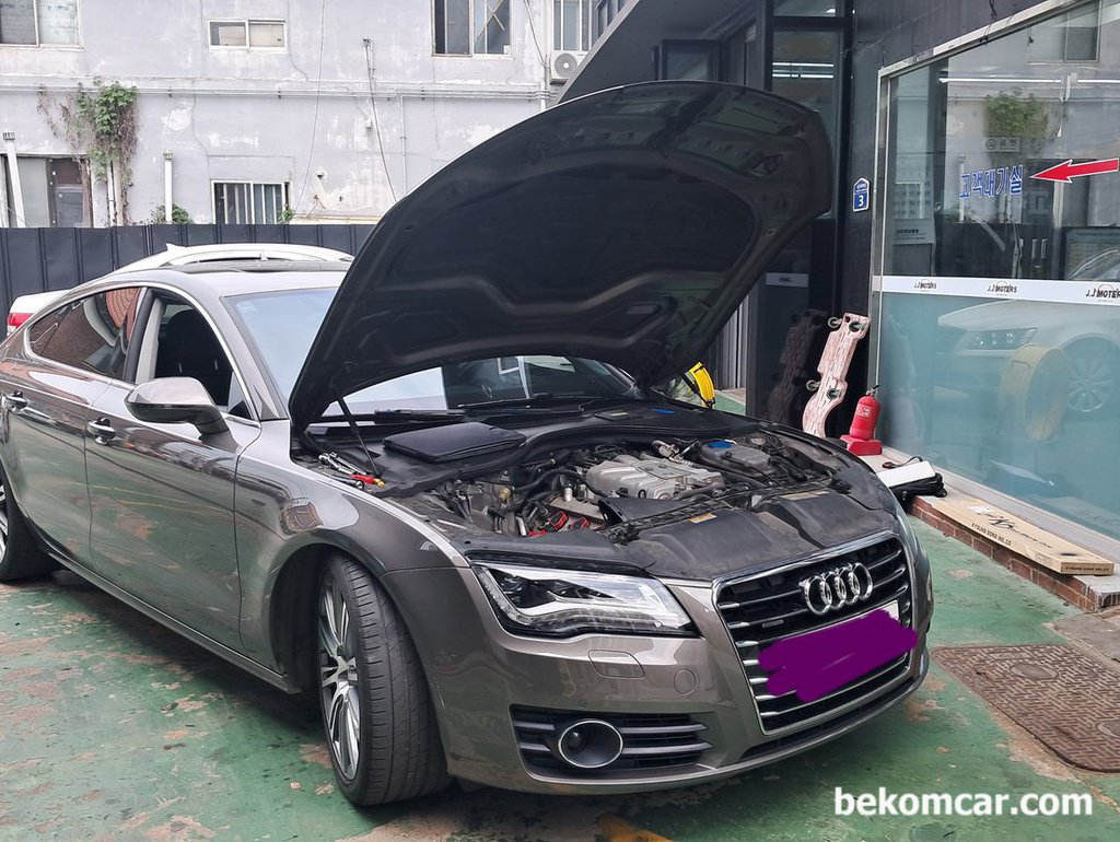 아우디 2012년 A7 3.0t 뱅크1 캠새프트 타이밍 진각상태 'P052A' 육안점검|بيكومكار  (bekomcar)