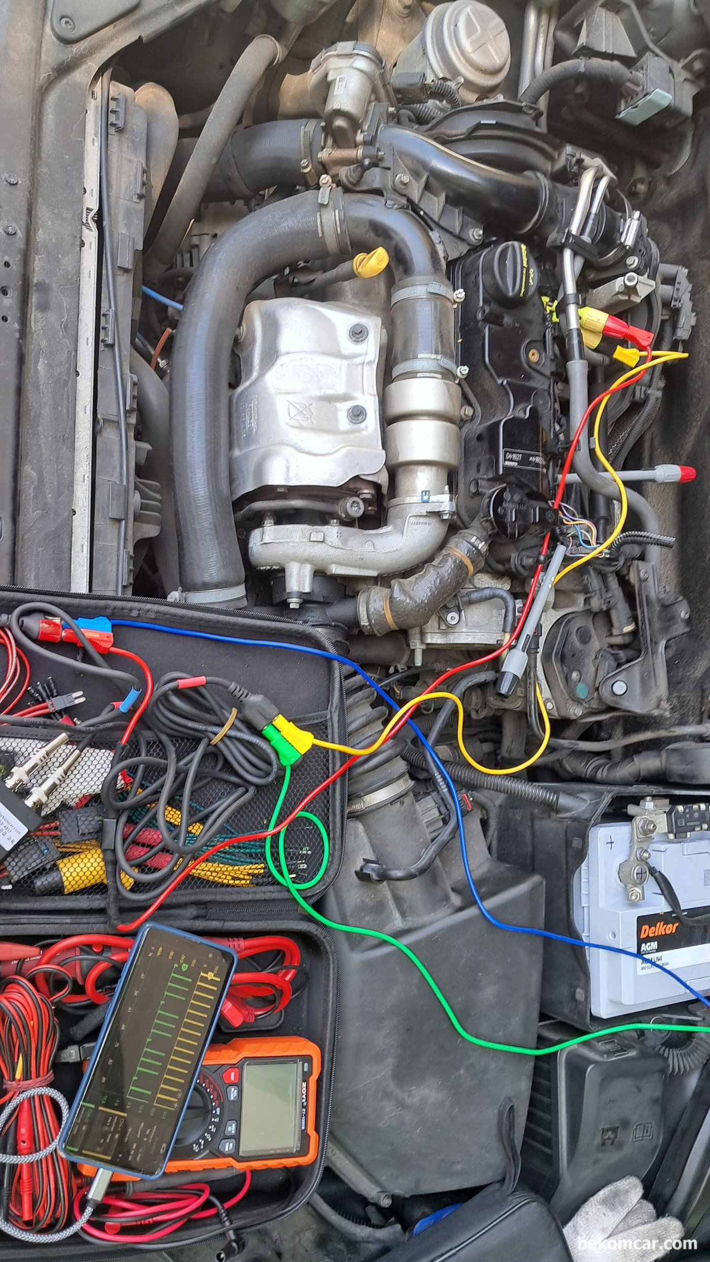 P126300 인젝터 작동상태 진단, 볼보 2015 S80 P3 D2 1.6L 디젤엔진 이다. 오실로스코프 는 MartinLoren.com HS512Max 를 사용했다. 전류계는 ROTKEE.com RC-50 을 사용했다. 두 제품 다 베콤카에서 국내대리점으로 수입공급하고 있다.|بيكومكار  (bekomcar)