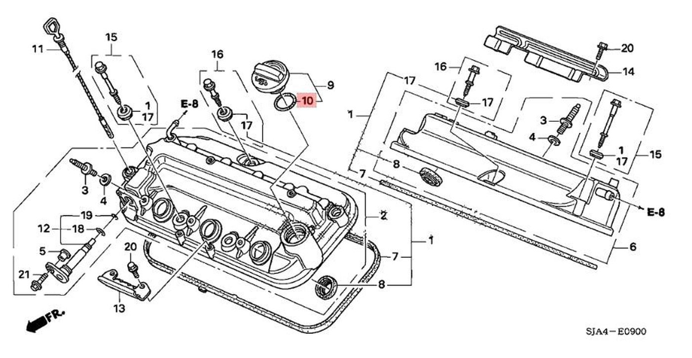 #1. 12030-RJA-010. Head Cover Gasket Set x 2개필요함
#10. 15613-PC6-000. Engine Oil Filler Cap Gasket
#12. 17130-RCA-A02. Hotwin Compatible|bekomcar.com