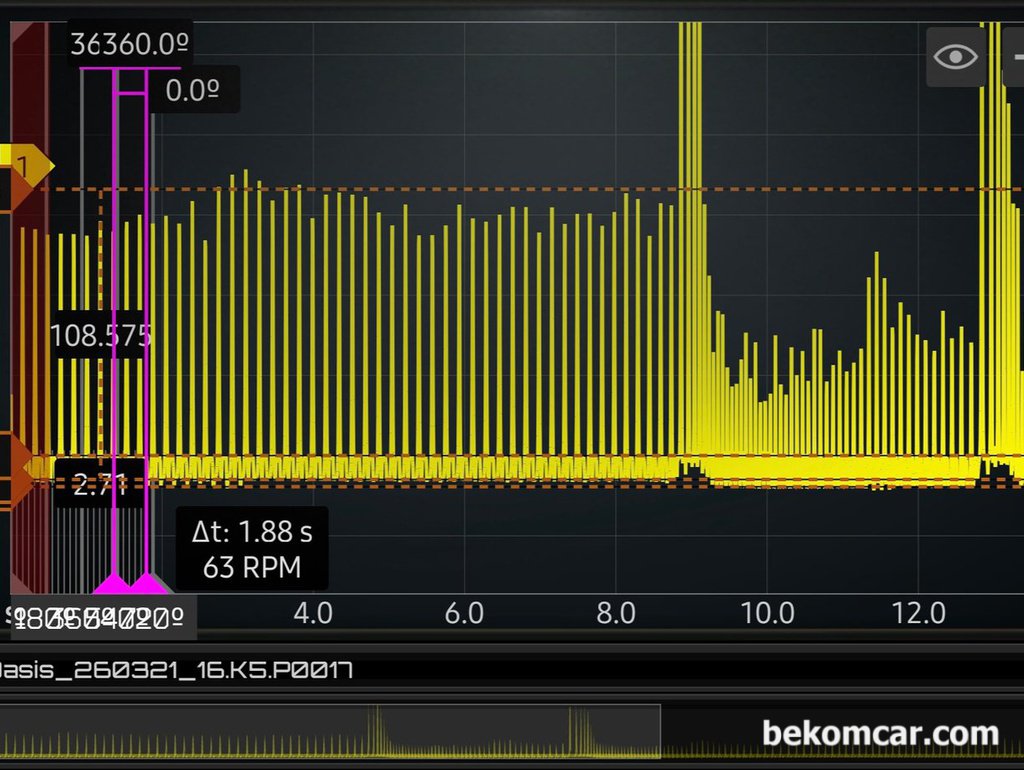 기아자동차 K5 P0017 고장코드 관련 실린더압력센서 파형측정 기록|bekomcar.com