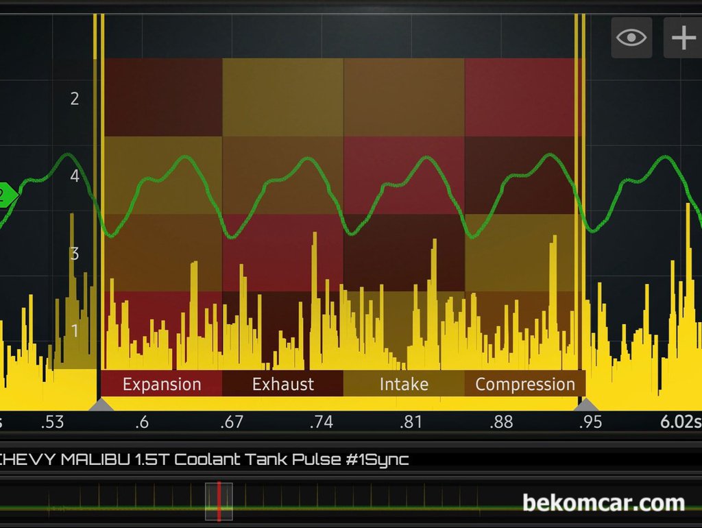 Chevy 말리부 1.5T 헤드가스켓 누수 점검 과정, 냉각수 보조통 파형측정 기록|bekomcar.com