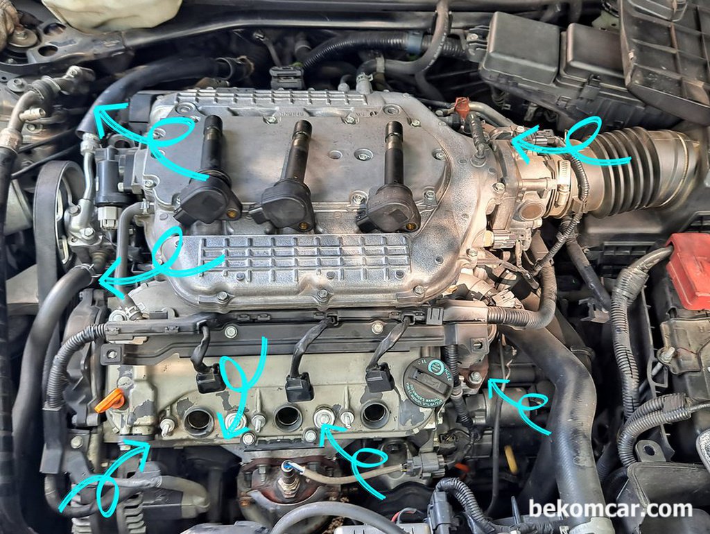 혼다 6기통 J35 J37엔진 전형적인 누유부분|bekomcar.com