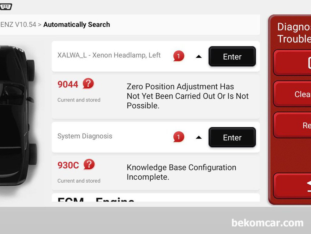 벤츠 E280 W211 진단, 9044 제논헤드램프|bekomcar.com