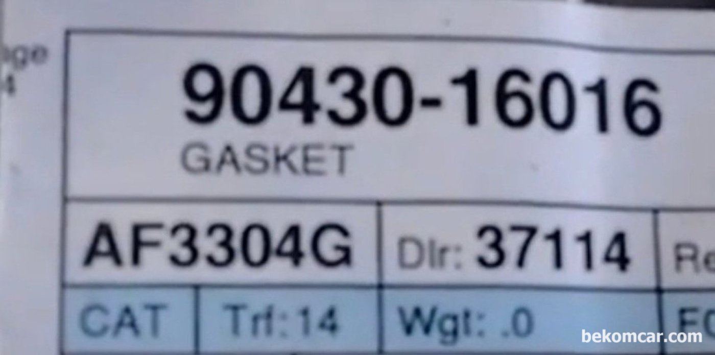 #90430-16016, Gasket. 부품번호#15772-31030, Pipe, Oil 2. VVTi Line 이랑 같이사용되는 가스켓 임|ベコムカー (bekomcar)