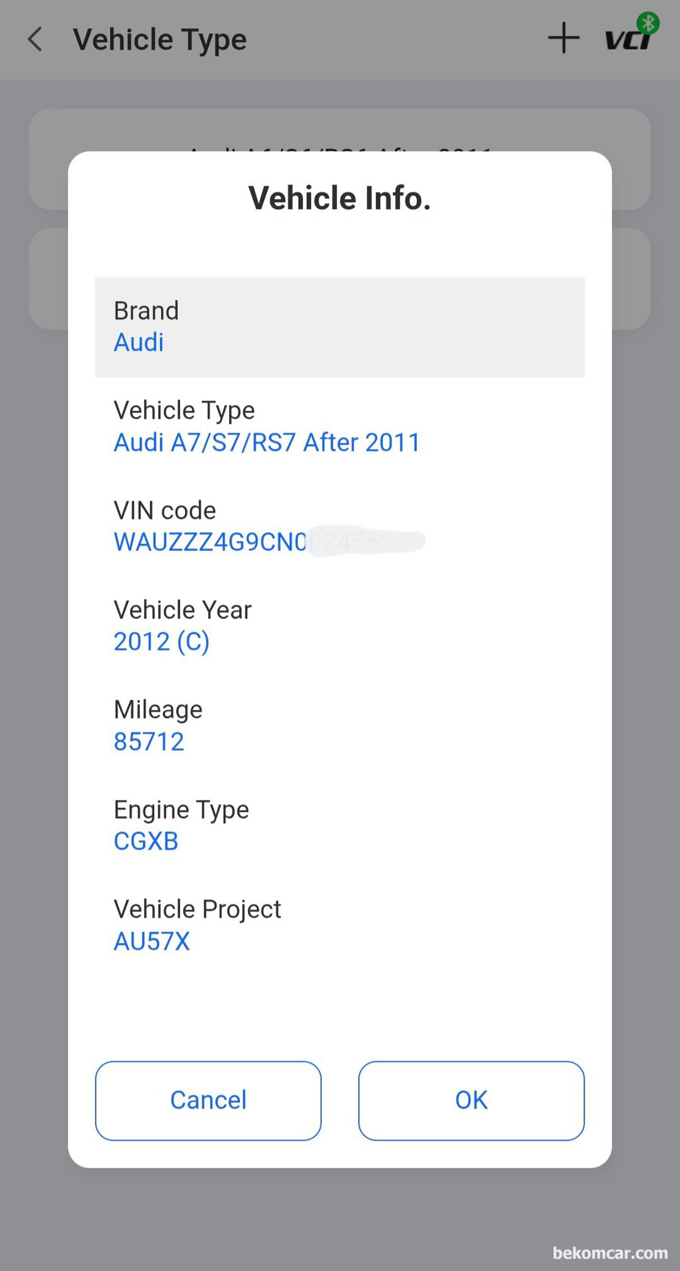 AUDI A7 2012 V6 TFSI 진단 차량 정보이다.|بيكومكار  (bekomcar)