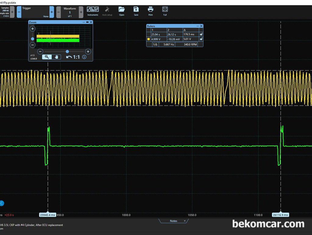포드익스 3.5L 크랭크각센서 CKP, 5.00V 매우 안정적 파형|بيكومكار  (bekomcar)