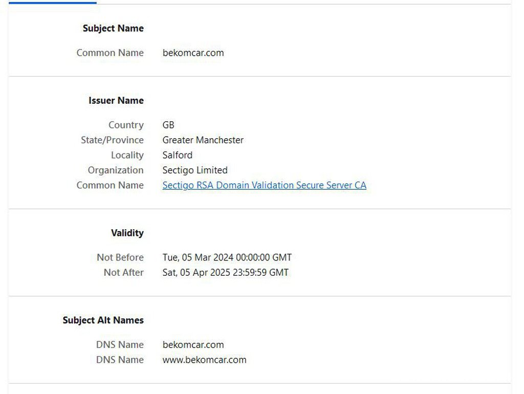 bekomcar.com 홈페이지 보안인증 SSL 연장확인|베콤카 차량정밀진단