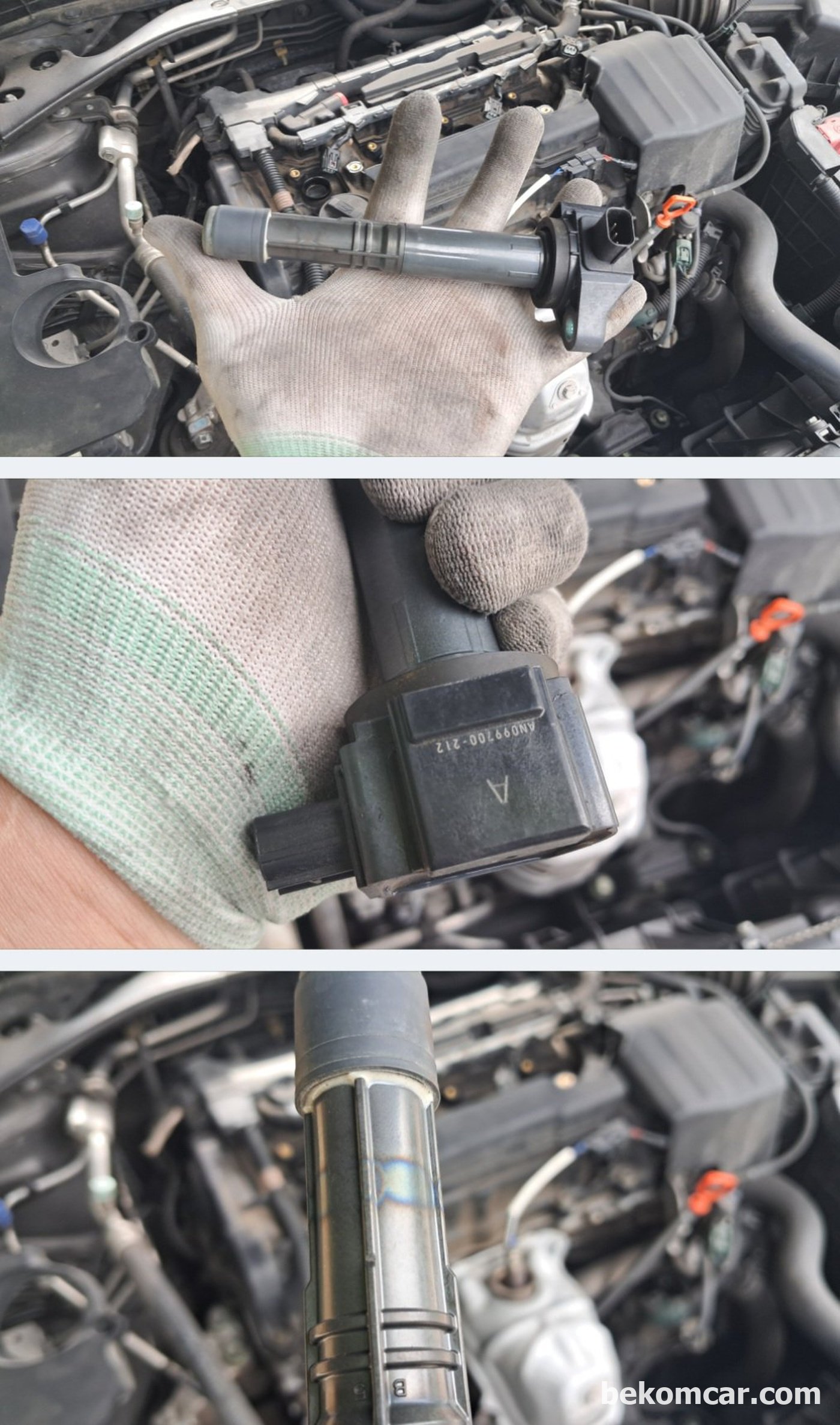 혼다 어코드 2017년 2.4L 직분사 GDI 엔진 점검기록중 육안점검 사진들이다.|ベコムカー (bekomcar)