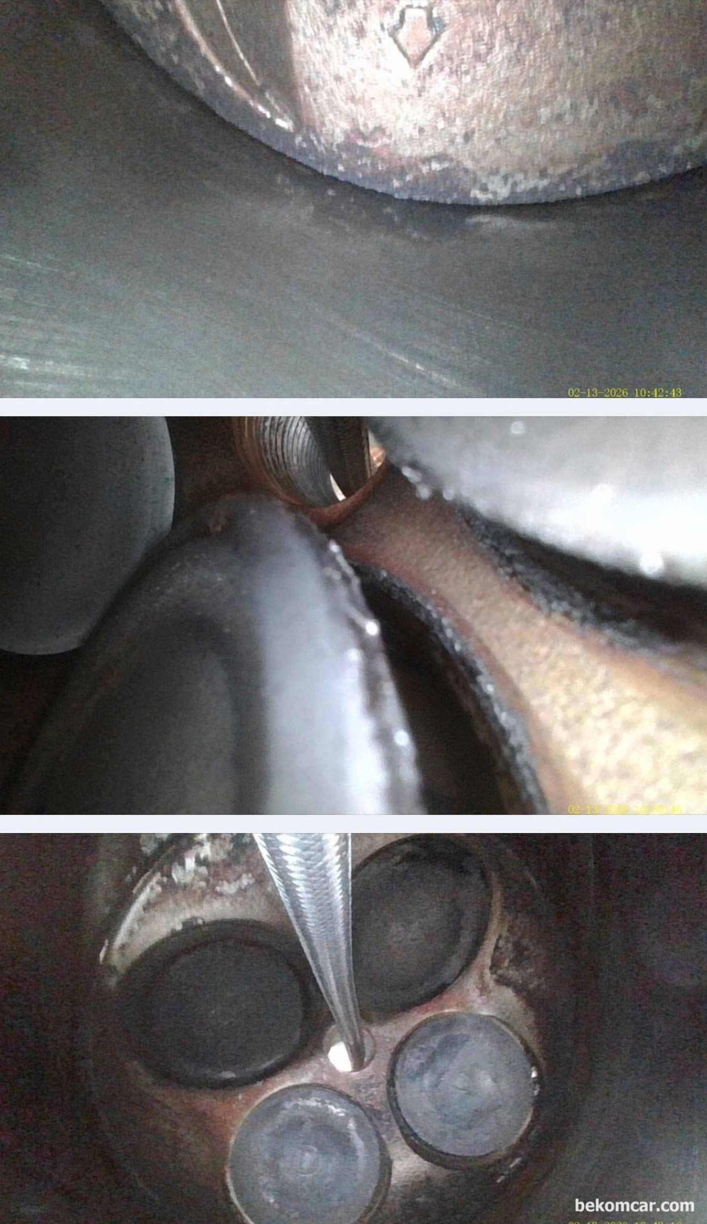 일부 밸브시팅 부분에서는 카본이 좀 더 많이 있지만 대체적으로 밸브쪽 카본오염은 상당히 적은편이다. 중고차 구매점검 차량은 2010년 혼다 어코드 V6 3.5L 이다.|bekomcar.com