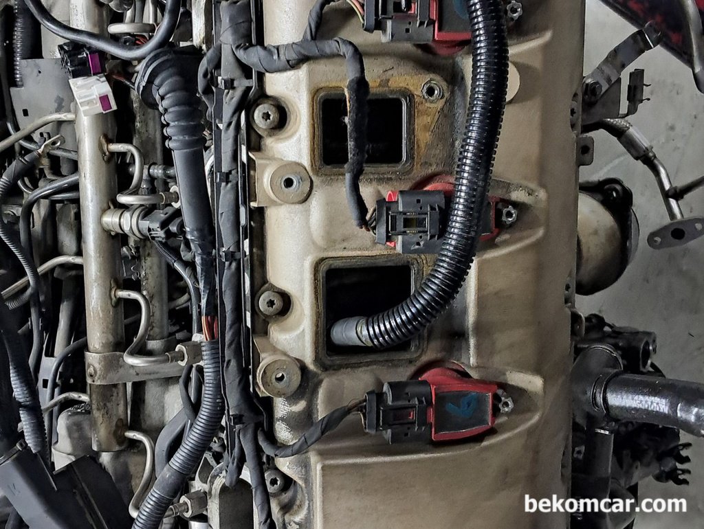 포르쉐 카이엔 엔진룸 뱅크2, 엔진 미션 토크컨버터 위치등 참고자료|ベコムカー (bekomcar)