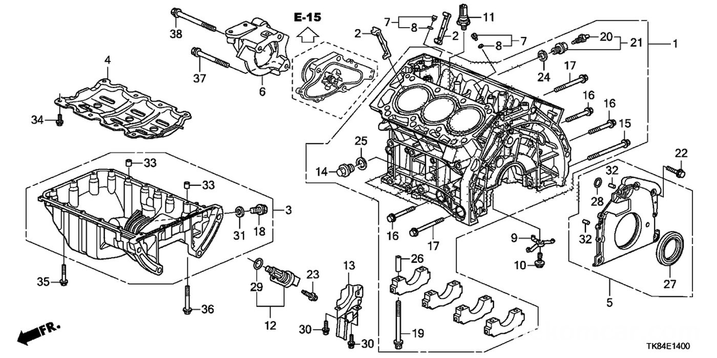 #11, 30530-RNA-A01 Sensor, Knock
#12, 37500-R40-A01 Sensor Assembly, Crank
#27, 91214-RCA-A01 Oil Seal (80X98X8) (Nok)|بيكومكار  (bekomcar)