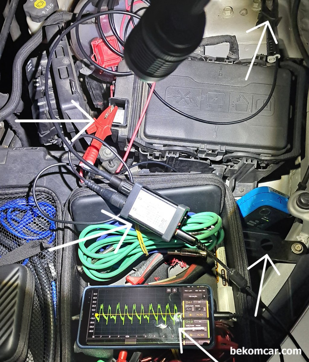 실린더 압축압력 측정시 대전류계와 일반 프로브로 AC 커플링 측정시 파형이 다르게 나오나요?|ベコムカー (bekomcar)