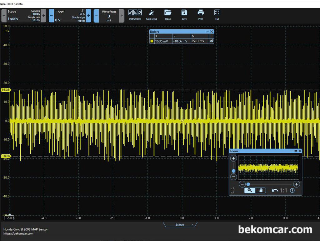 밸브간극 상태진단을 위한 MAP센서 측정기록, 혼다 시빅 2.0 2008년도|bekomcar.com