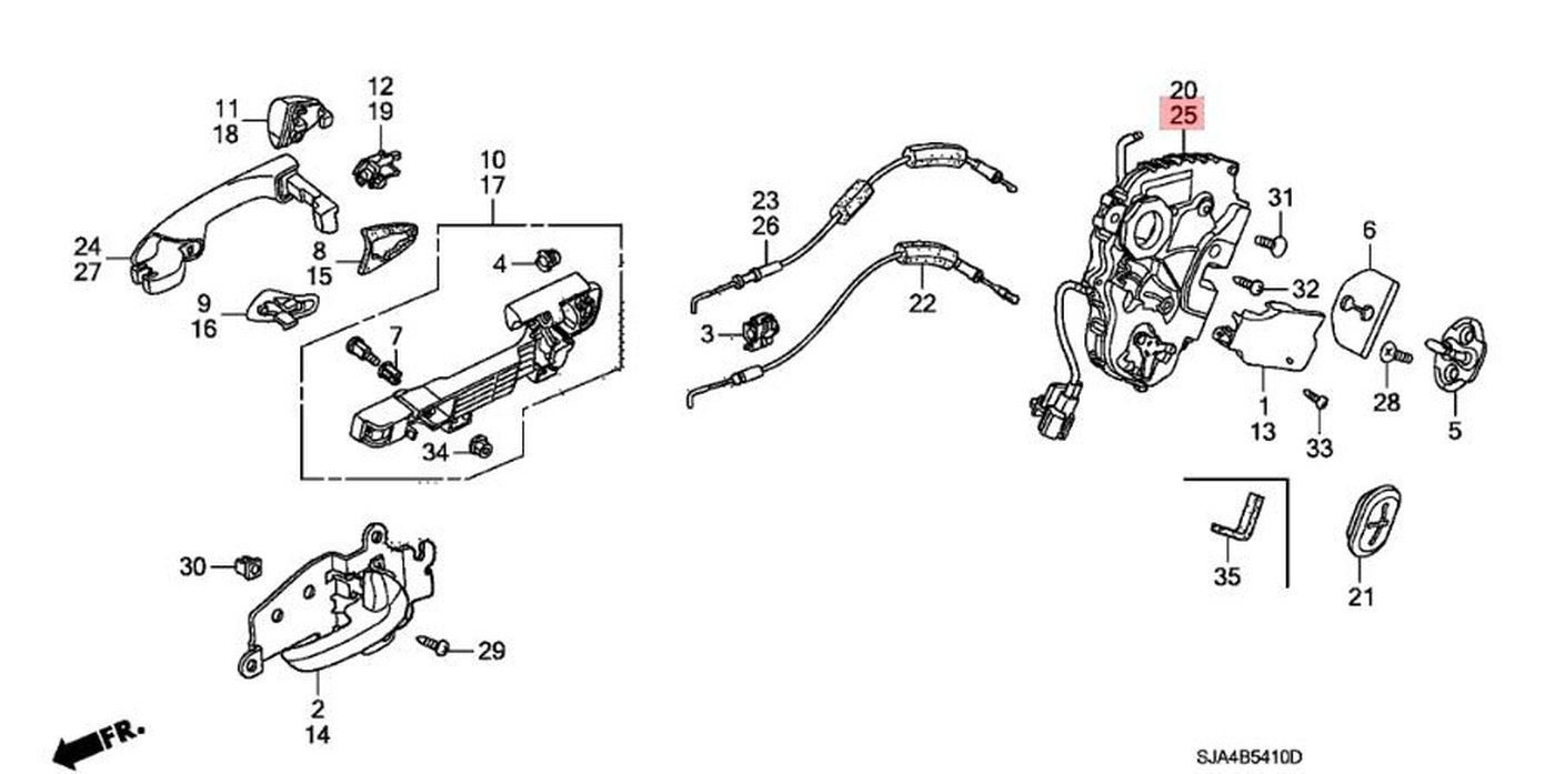 #25. 72650-SJA-J04. Left Rear Latch Assembly|bekomcar.com