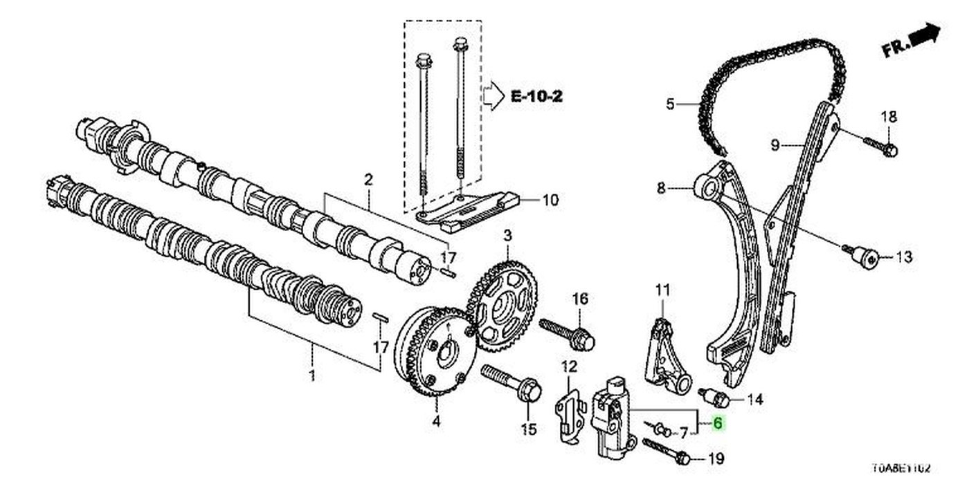 #6, 14510-5A2-A02, TENSIONER COMP., CAM CHAIN. Bolt Torque 12Nm.|bekomcar.com