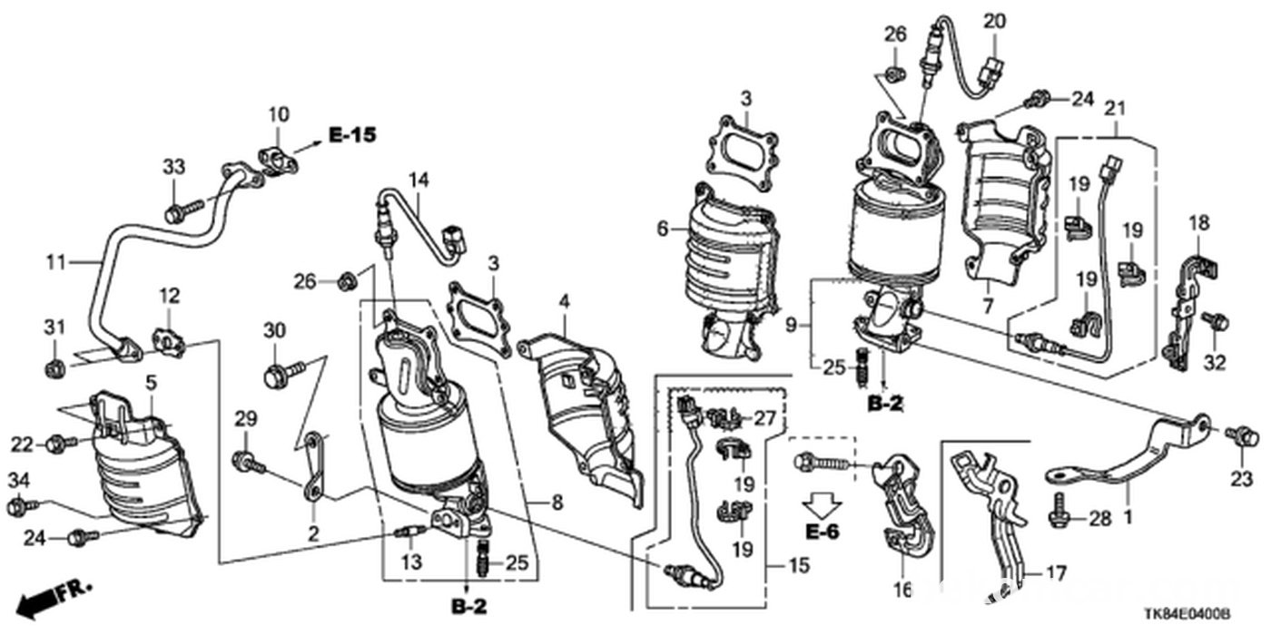 #14, 36531-5G0-A11 Sensor, Front Laf 
#20, 36541-RV0-A11 Sensor, Rear Laf
#21, 36542-RV0-A01 Sensor, Rear Oxygen|ベコムカー (bekomcar)