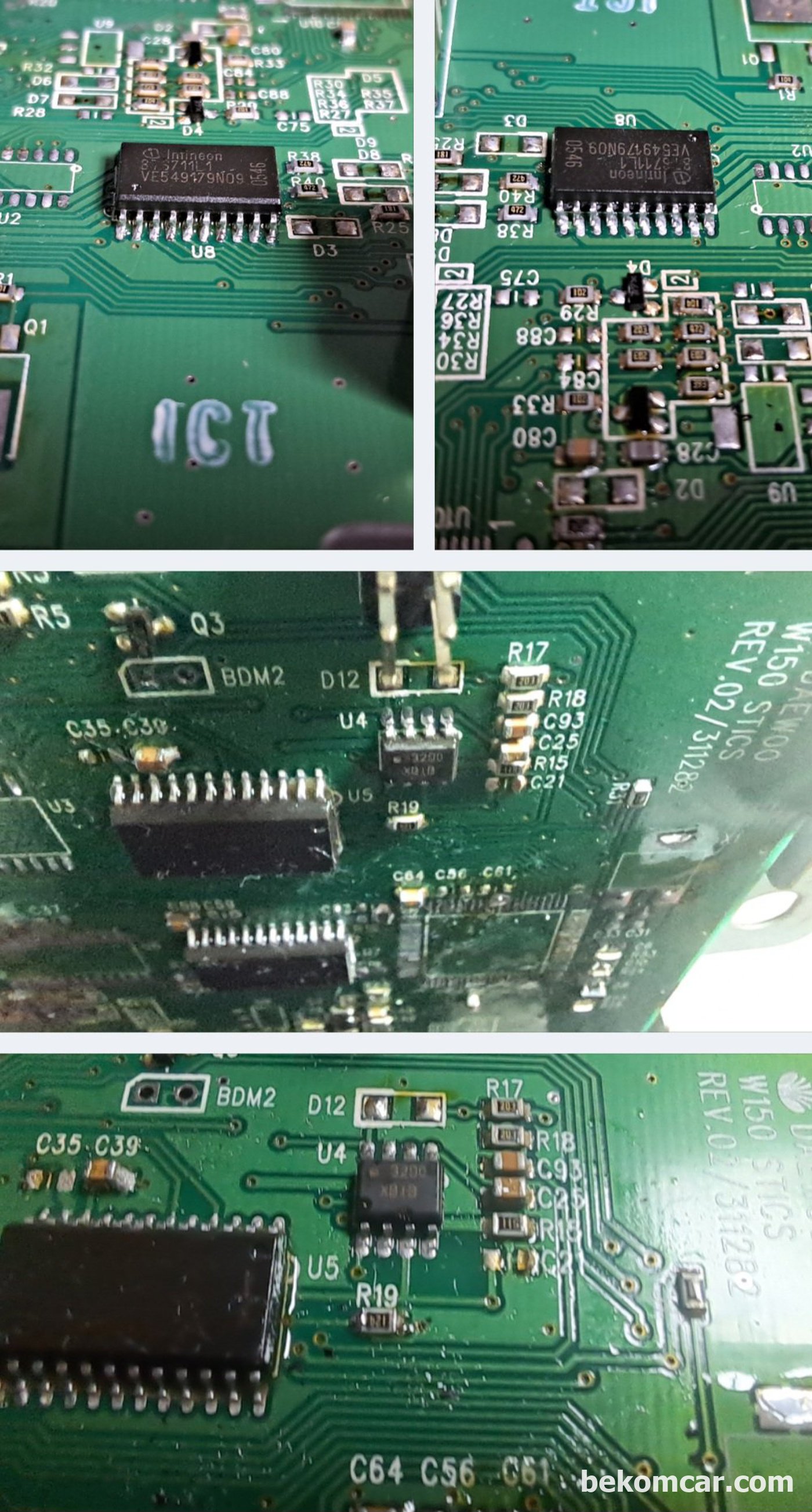 자세히 보면 칩 터미널 위치가 벗어난것도 있다. 정밀작업이 필요하다. 다시 열풍기로 칩의 위치를 잡아준다.|ベコムカー (bekomcar)