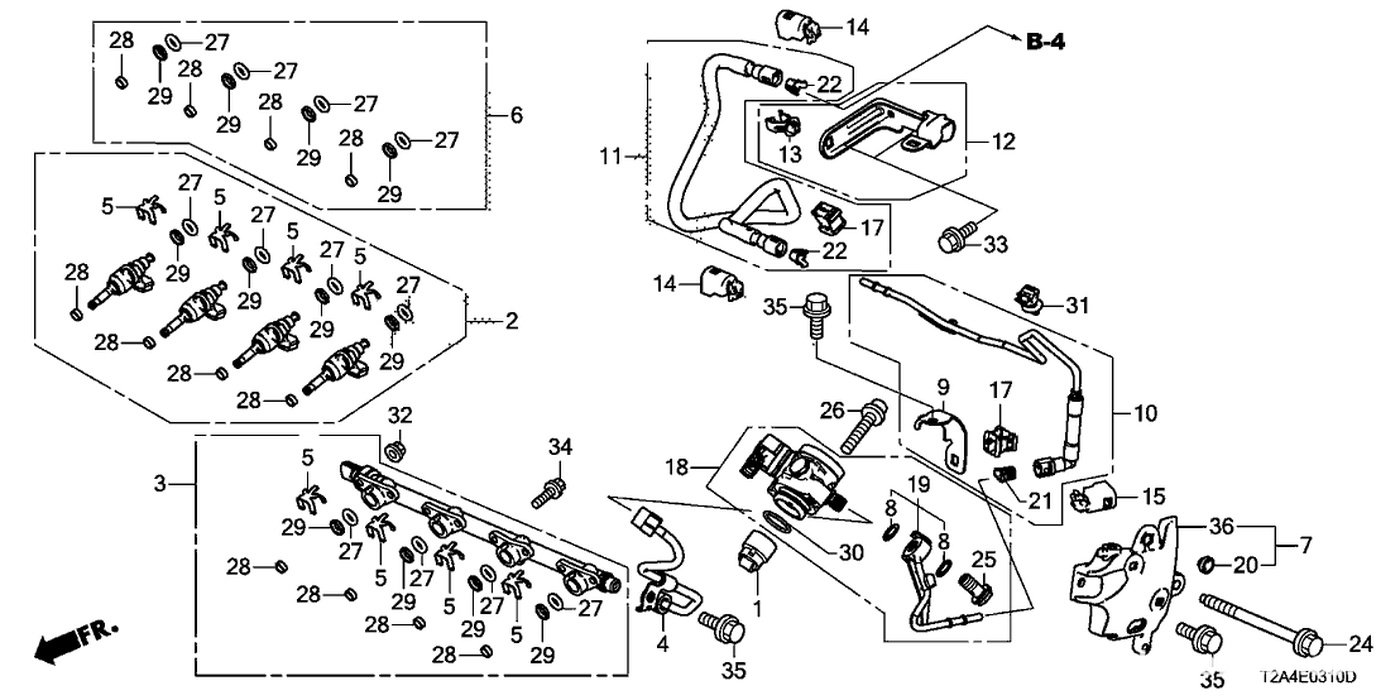 #2, 16010-5A2-305. Set, Fuel Injector
#4, 16012-5A2-325. PIPE SET, FUEL JOINT
#6, 16453-5A2-A00. Set, Injector Seal
#18, 16790-5LA-305. Pump Assembly, Fuel High Pressure|베콤카 차량정밀진단