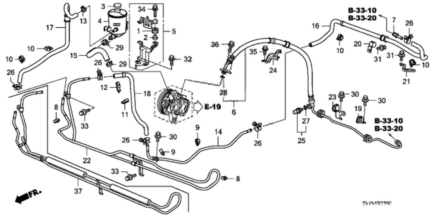 #4.  53701-SWA-A01Tank, Power Steering Oil
#6.  53713-SWA-A03Hose, Power Steering Feed
#16.  53732-SWA-A02Hose, Power Steering Return|بيكومكار  (bekomcar)